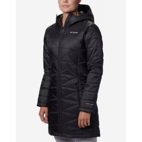 Columbia Womens Size Small Mighty Lite Hooded Omni Heat Jacket Black Full Zip - Picture 1 of 10